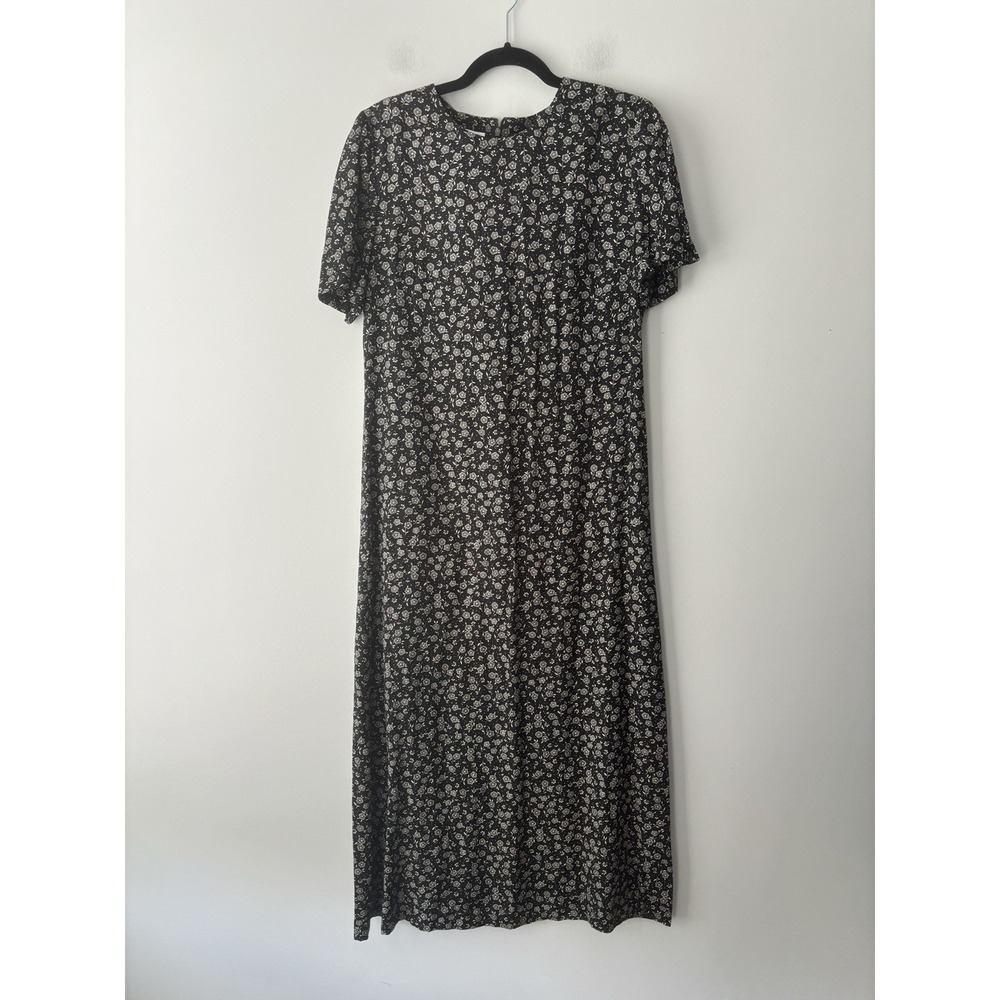 Vintage 90s Talbots Ditsy Floral Maxi Dress Rayon Cottagecore Prairie USA Sz 10 - Picture 2 of 9